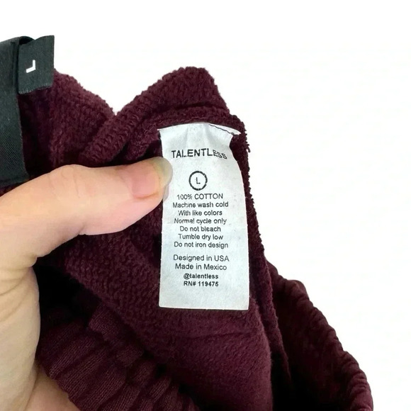 Talentless Mens Heavyweight Sweatpants in Mid-Century Merlot - Picture 9 of 9